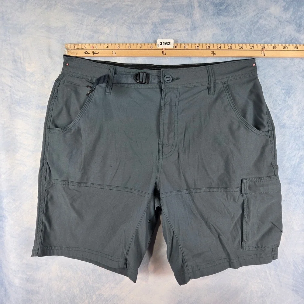Prana Zion Cargo Shorts Mens 34 Gray Stretch Hiking Climbing Outdoor 8 Inseam